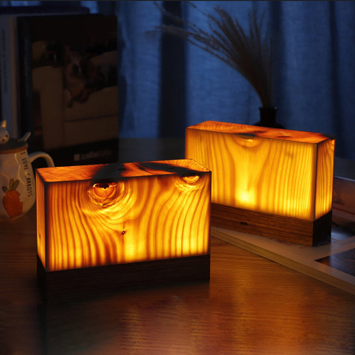 Stylish LED Table Lamp - WoodGlow-Rectangle-17 x 6 x 11 cm-State of Style