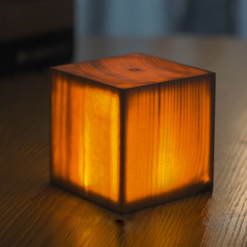 Stylish LED Table Lamp - WoodGlow-Square-8 x 8 x 9 cm-State of Style