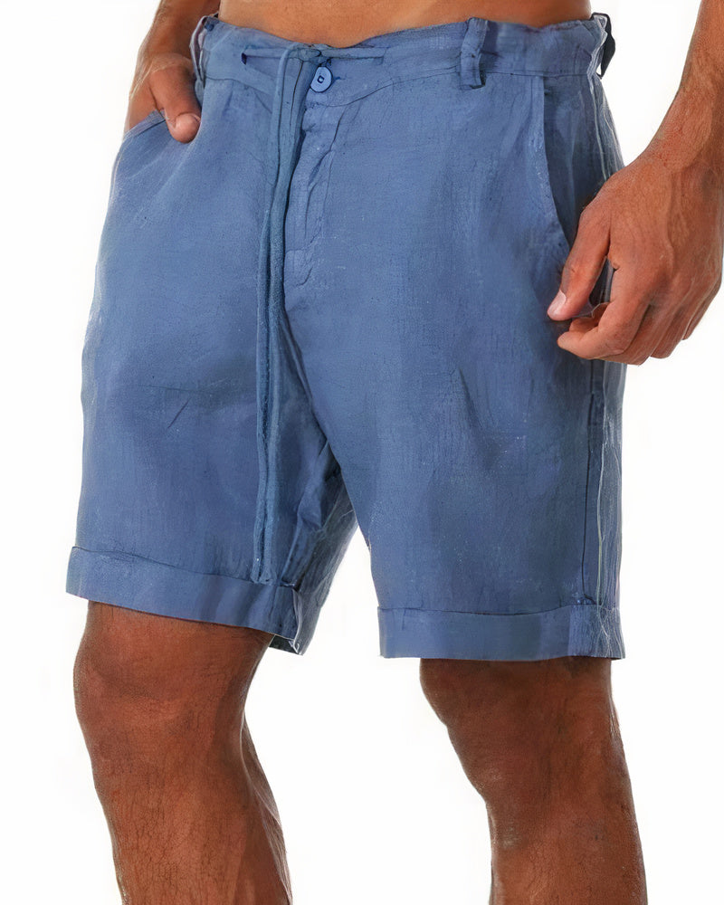Stylish Linen Shorts for Men - Leo-Blue-S-State of Style