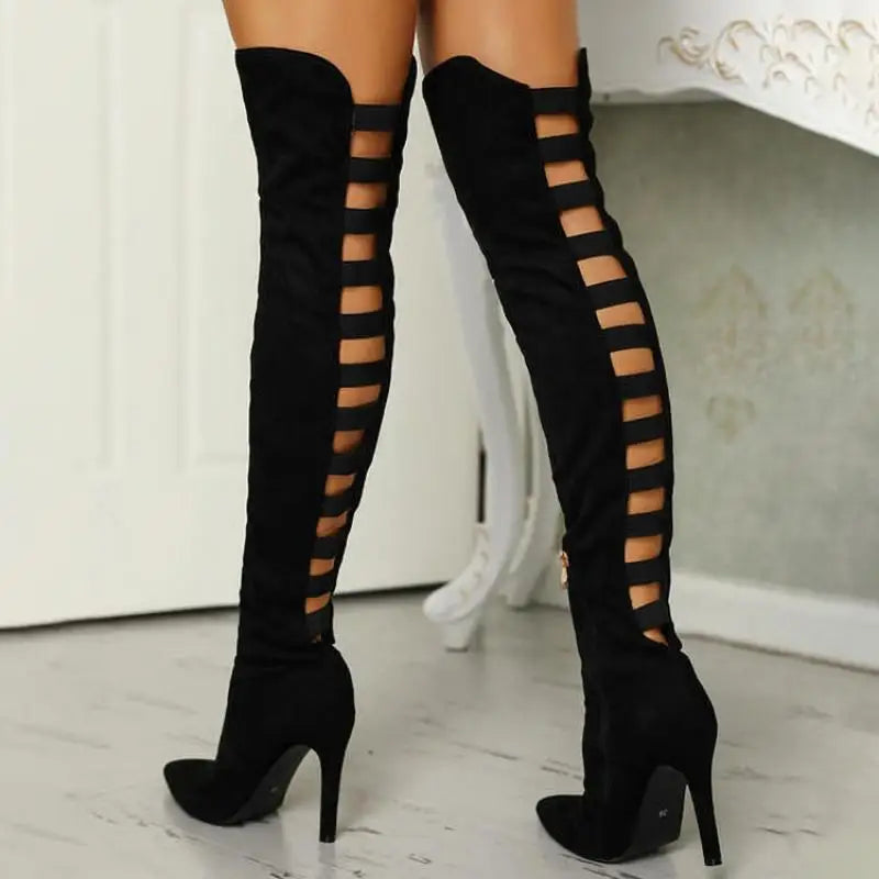 Stylish Long Boots with High Heel - Elara-Black-2.5-State of Style