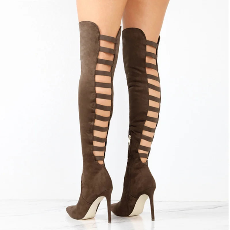 Stylish Long Boots with High Heel - Elara-Brown-2.5-State of Style