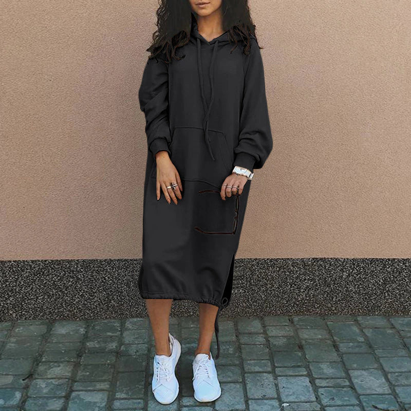 Stylish Long Hoodie Dress - Elina-Black-S-State of Style