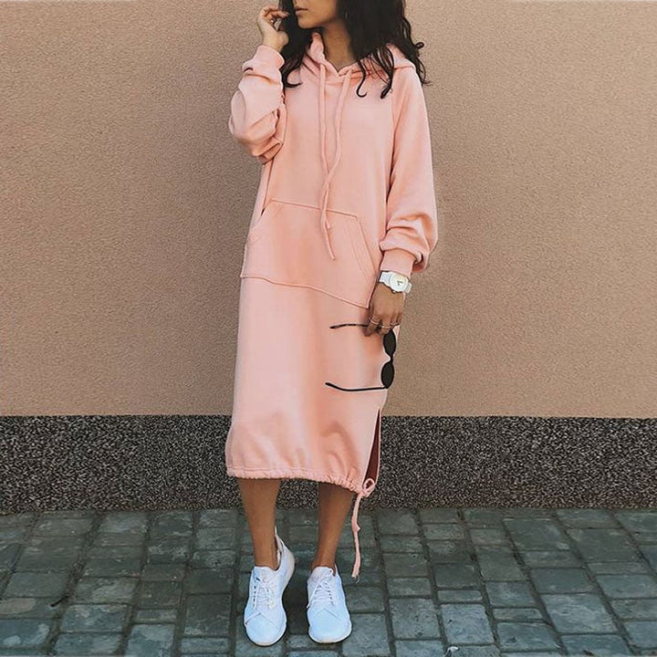 Stylish Long Hoodie Dress - Elina-Black-S-State of Style