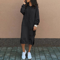 Stylish Long Hoodie Dress - Elina-Black-S-State of Style