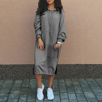 Stylish Long Hoodie Dress - Elina-Gray-S-State of Style