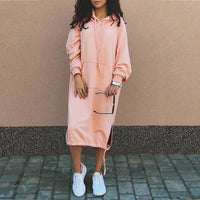 Stylish Long Hoodie Dress - Elina-Pink-S-State of Style