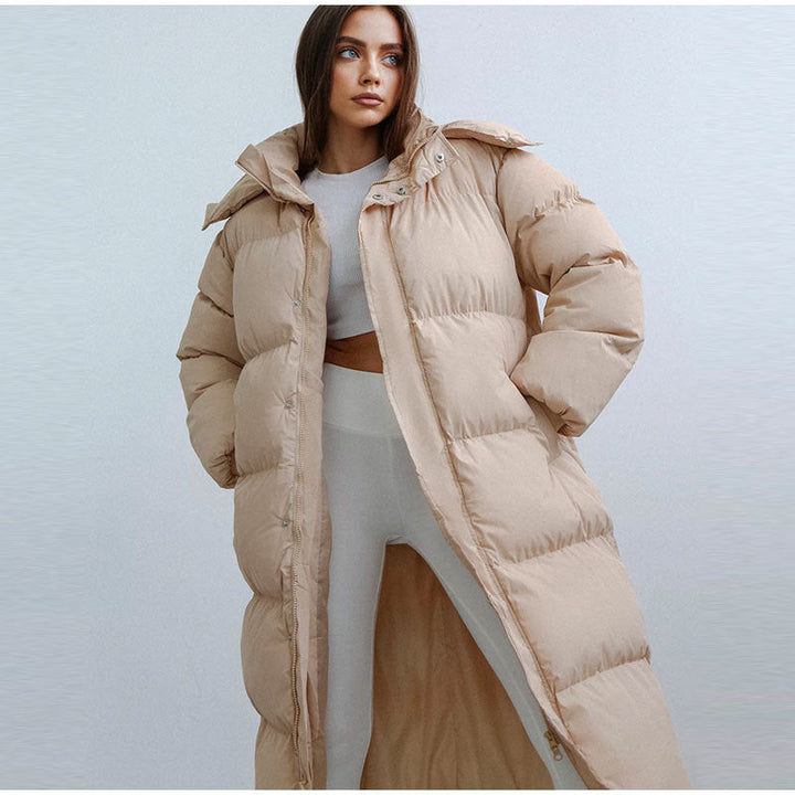 Stylish Long Ladies' Down Jacket - Elise-Khaki-XS-State of Style