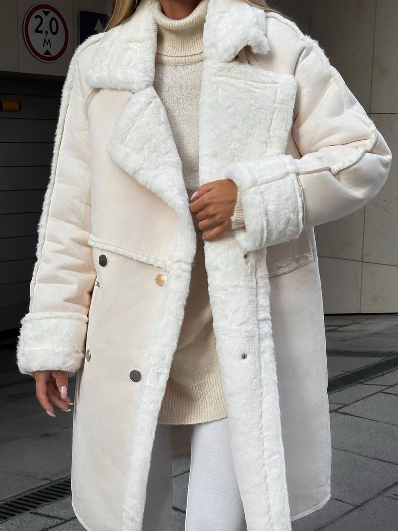 Stylish Long Polar Fleece Women's Coat - Ava-Beige-S-State of Style