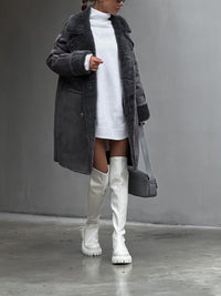 Stylish Long Polar Fleece Women's Coat - Ava-Beige-S-State of Style