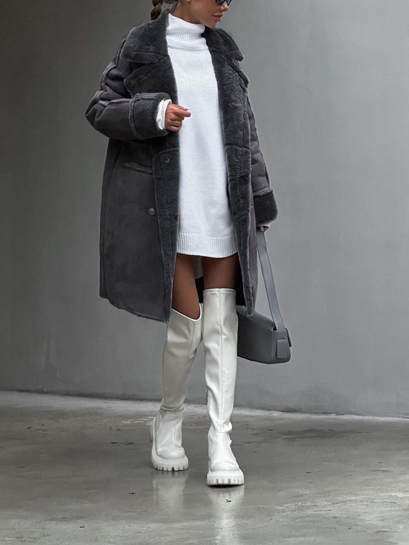 Stylish Long Polar Fleece Women's Coat - Ava-Beige-S-State of Style