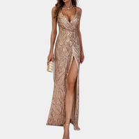 Stylish Long Sequin Dress - Aurora-Red-XS-State of Style