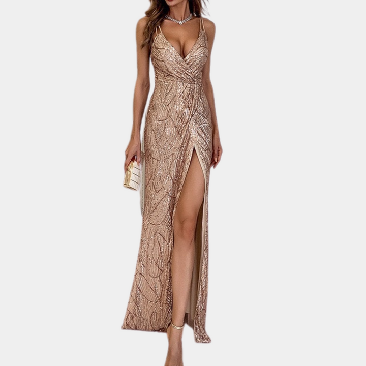 Stylish Long Sequin Dress - Aurora-Red-XS-State of Style