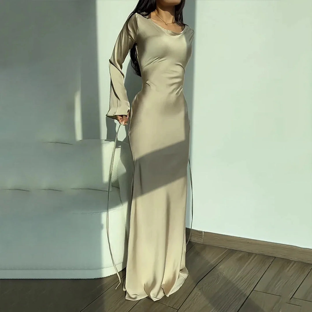 Stylish Long-Sleeve Dress - Sophia-Apricot-XS-State of Style