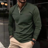 Stylish Long Sleeve Men's Polo - Finn-Olive Green-S-State of Style