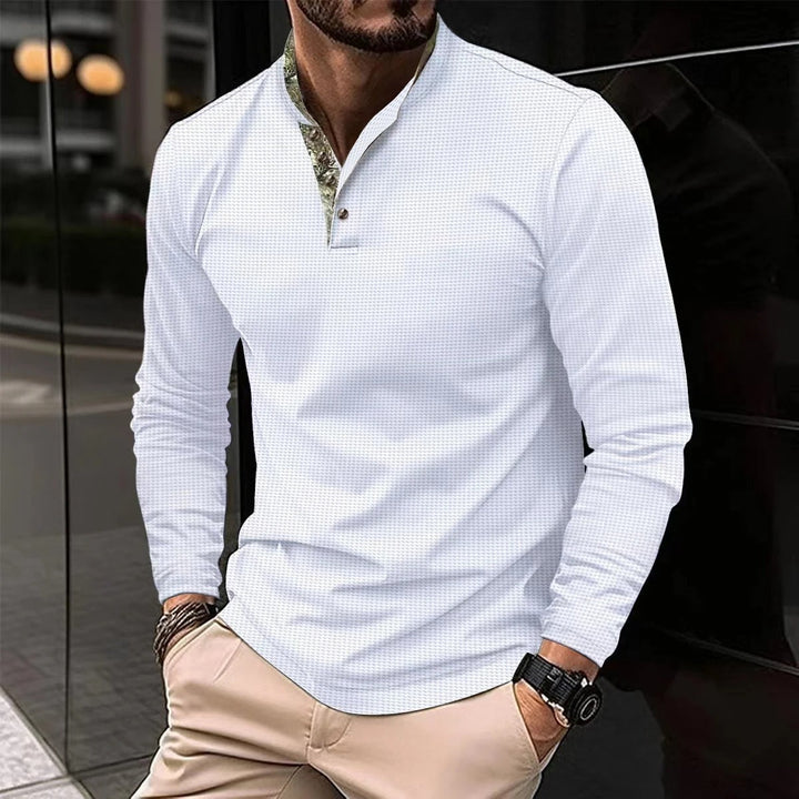 Stylish Long Sleeve Men's Polo - Finn-White-S-State of Style