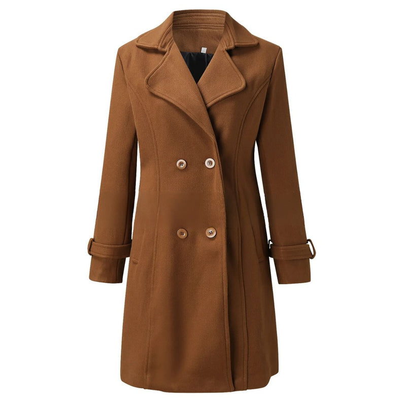 Stylish Long Women's Coat with Turned-Down Collar - Valentina-Grey-S-State of Style