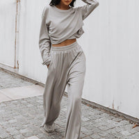Stylish Loungewear Set | Cozy Home Suit For Women-Light Gray-S-State of Style