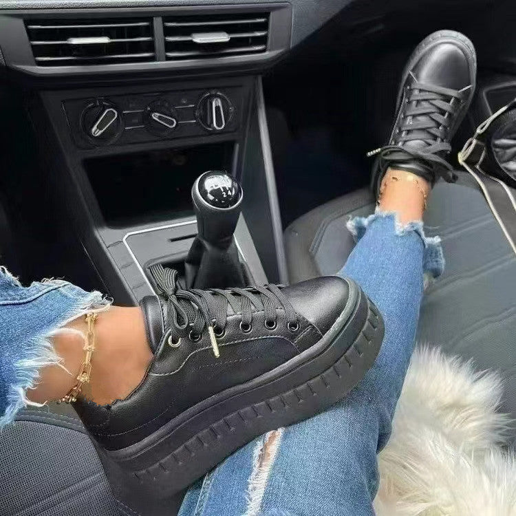 Stylish Luxury Platform Women's Sneakers - Nina-Black-3.5-State of Style