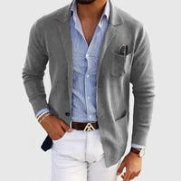 Stylish Men's Blazer with Casual Button Pockets and Collar - Lorenzo-Grey-S-State of Style