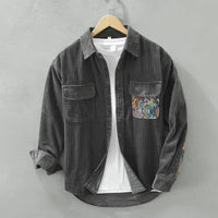 Stylish Men's Corduroy Shirt – Floris-Black-M-State of Style