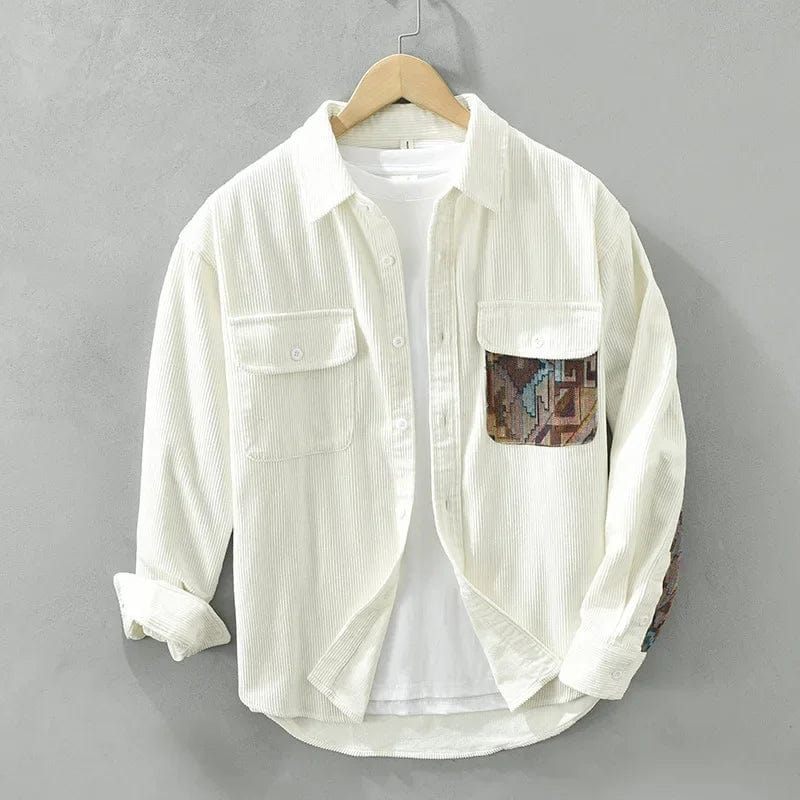 Stylish Men's Corduroy Shirt – Floris-White-M-State of Style