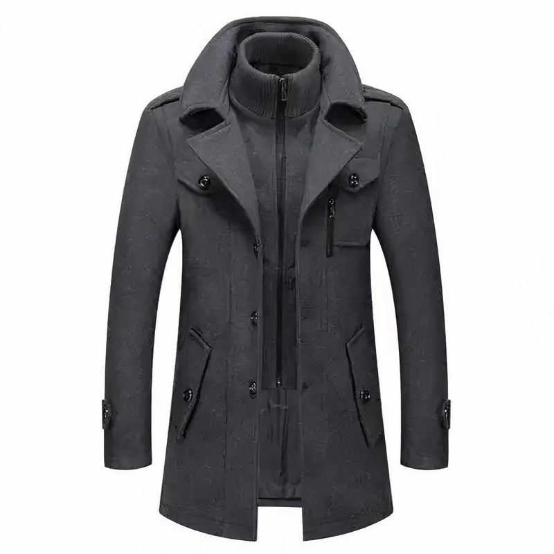 Stylish Men's Jacket with Double Collar - Milan-Grey-S-State of Style