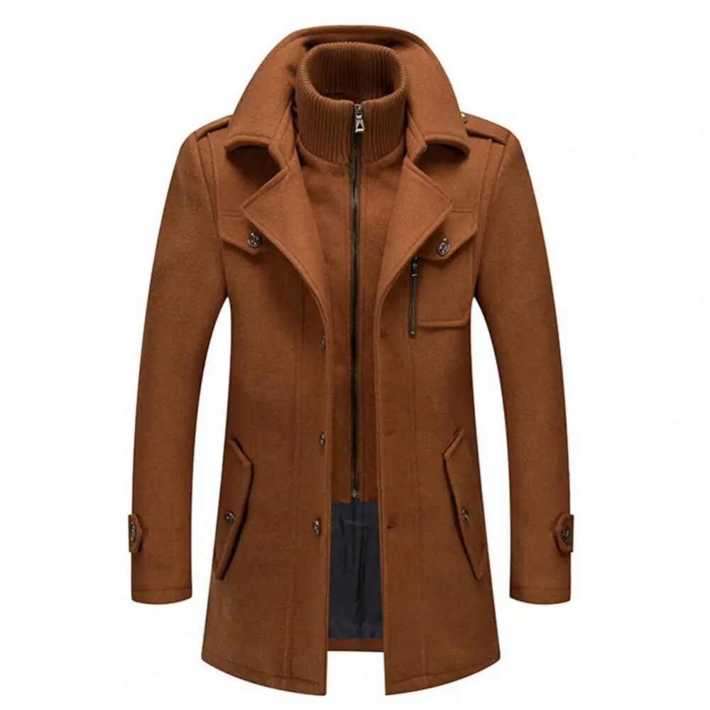 Stylish Men's Jacket with Double Collar - Milan-Khaki-S-State of Style