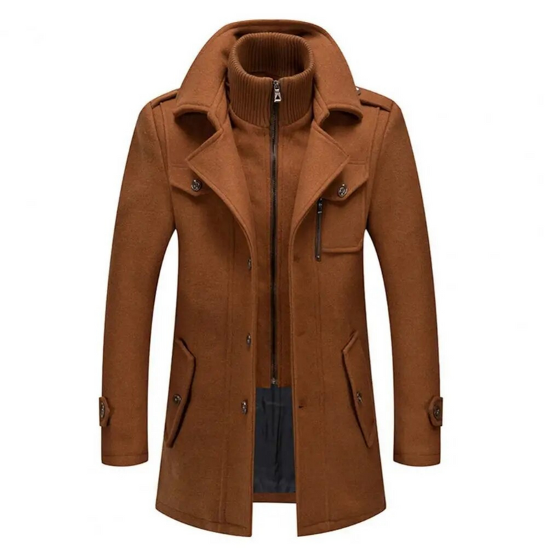 Stylish Men's Jacket with Double Collar - Milan-Khaki-S-State of Style