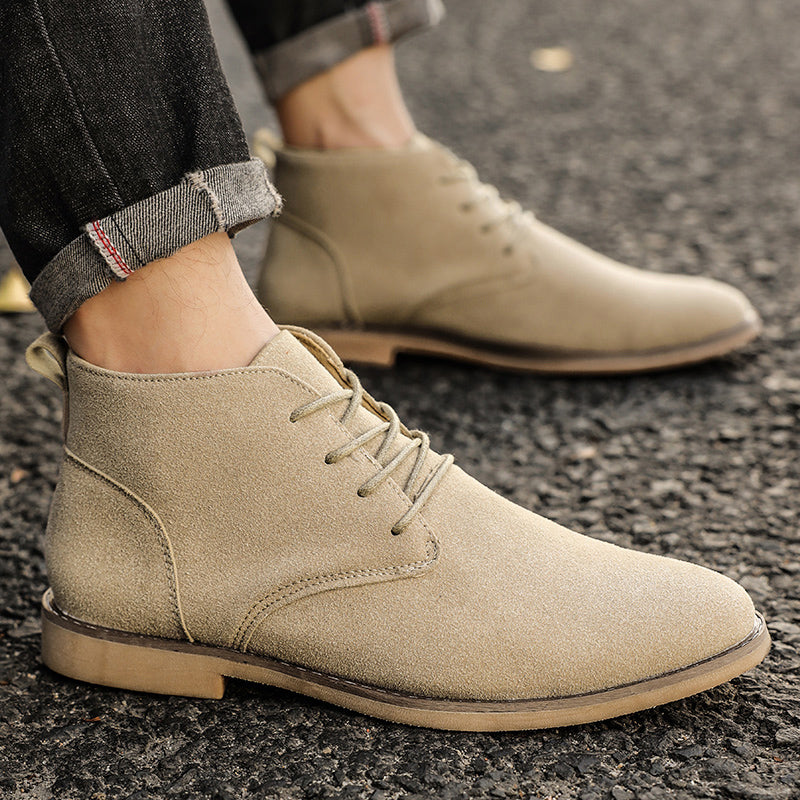 Stylish Men's Lace-Up Shoes in PU Suede - Luca-khaki-6-State of Style