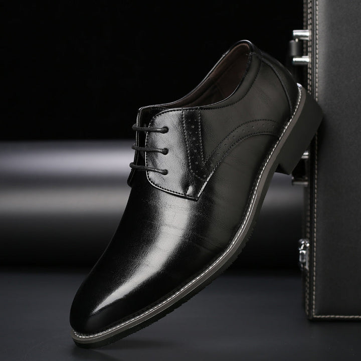 Stylish Men's Lace-up Shoes with Brogue Details - Lennard-Black-5.5-State of Style
