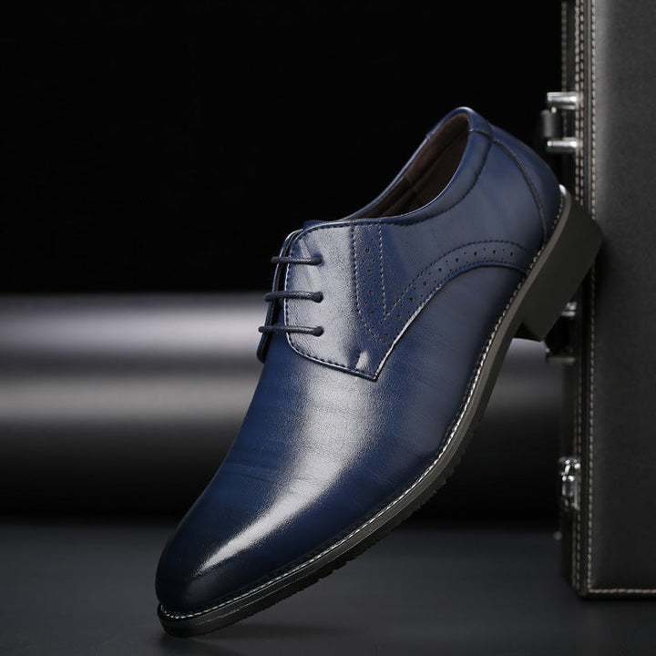 Stylish Men's Lace-up Shoes with Brogue Details - Lennard-Blue-5.5-State of Style