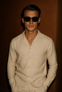 Stylish men's linen shirt with concealed button placket – Eliano-XS-State of Style