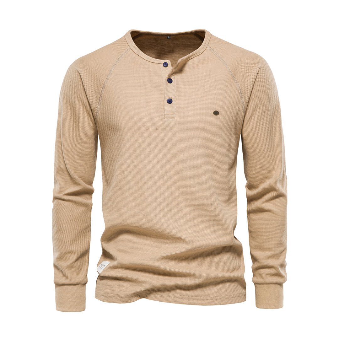 Stylish Men's Long Sleeve Shirt - Milo-Khaki-S-State of Style