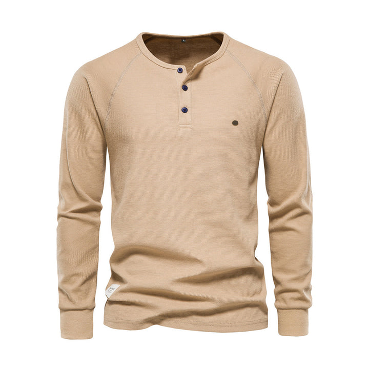 Stylish Men's Long Sleeve Shirt - Milo-Khaki-S-State of Style