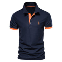 Stylish Men's Polo - Franklin-Dark Blue - Orange-S-State of Style