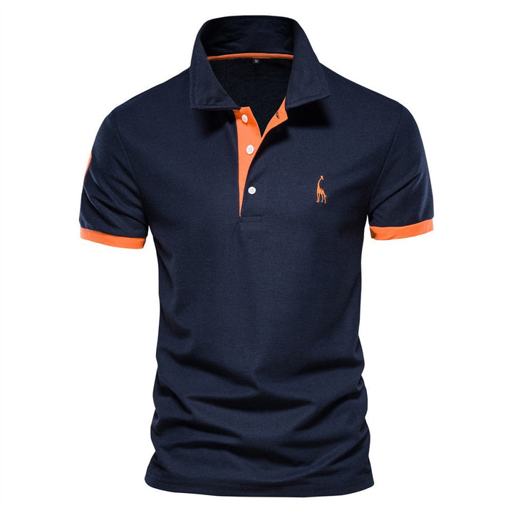 Stylish Men's Polo - Franklin-Dark Blue - Orange-S-State of Style