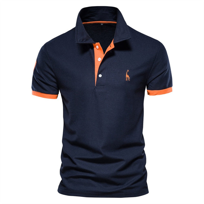 Stylish Men's Polo - Franklin-Dark Blue - Orange-S-State of Style