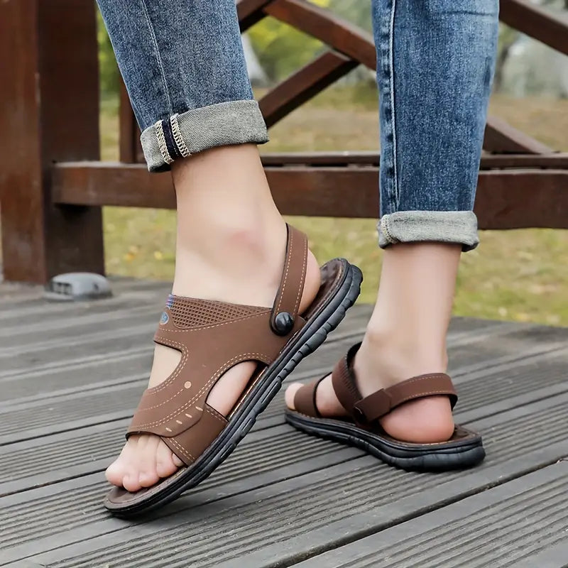 Stylish Men's Sandals with Strap – Strider-Black-6-State of Style
