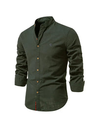 Stylish Men's Shirt for Spring - Leon-Army Green-XS-State of Style