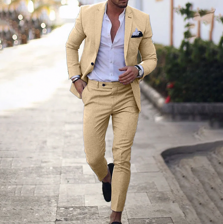 Stylish Men's Suit - Lucas-Khaki-M-State of Style