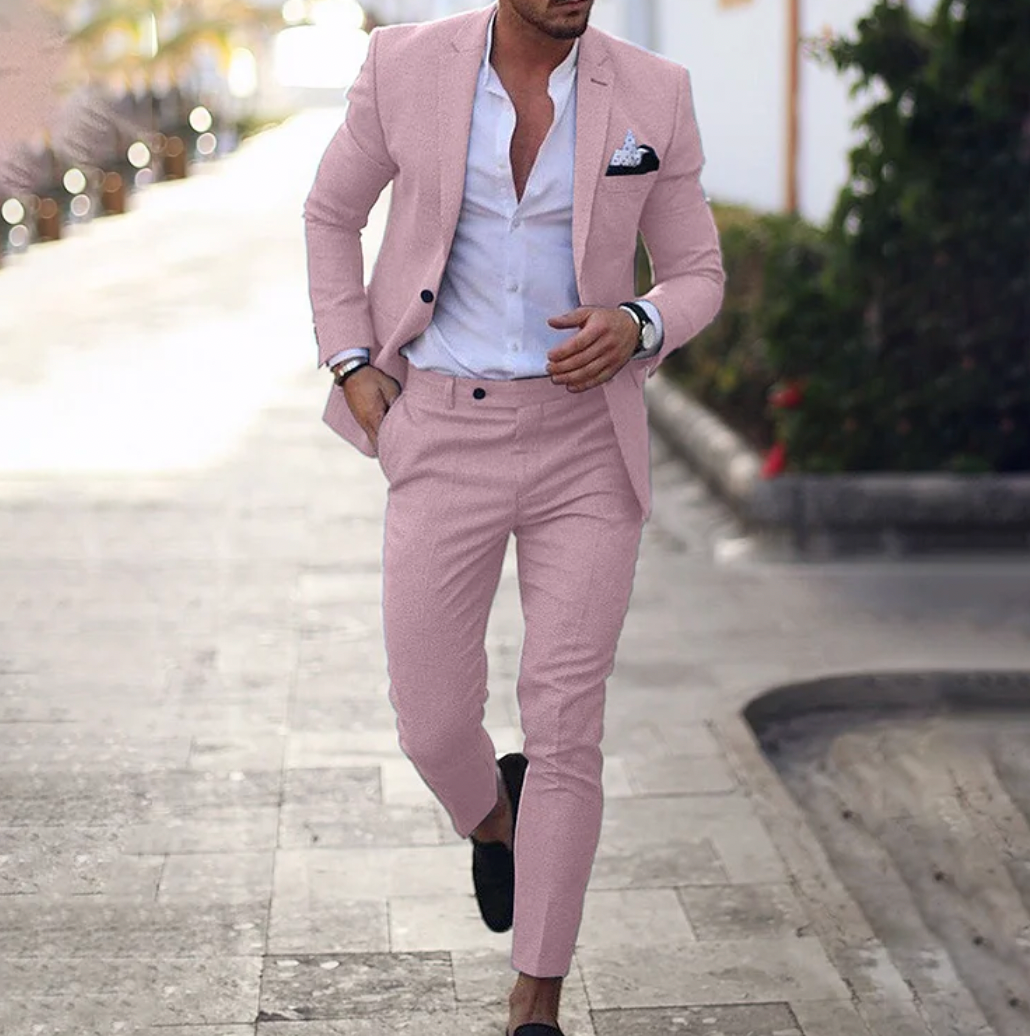 Stylish Men's Suit - Lucas-Pink-M-State of Style