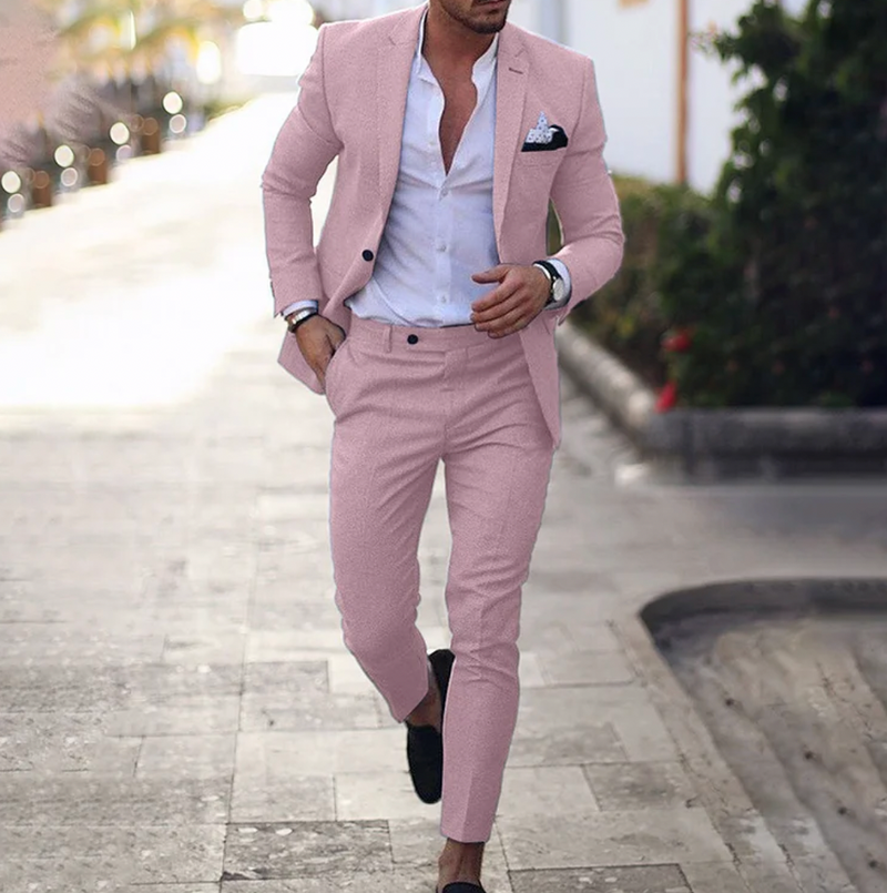 Stylish Men's Suit - Lucas-Pink-M-State of Style