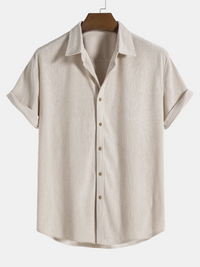 Stylish men's summer set with shirt and cord shorts - SummerCore-Beige-S-State of Style
