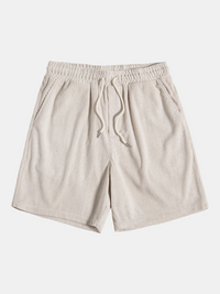 Stylish men's summer set with shirt and cord shorts - SummerCore-Beige-S-State of Style
