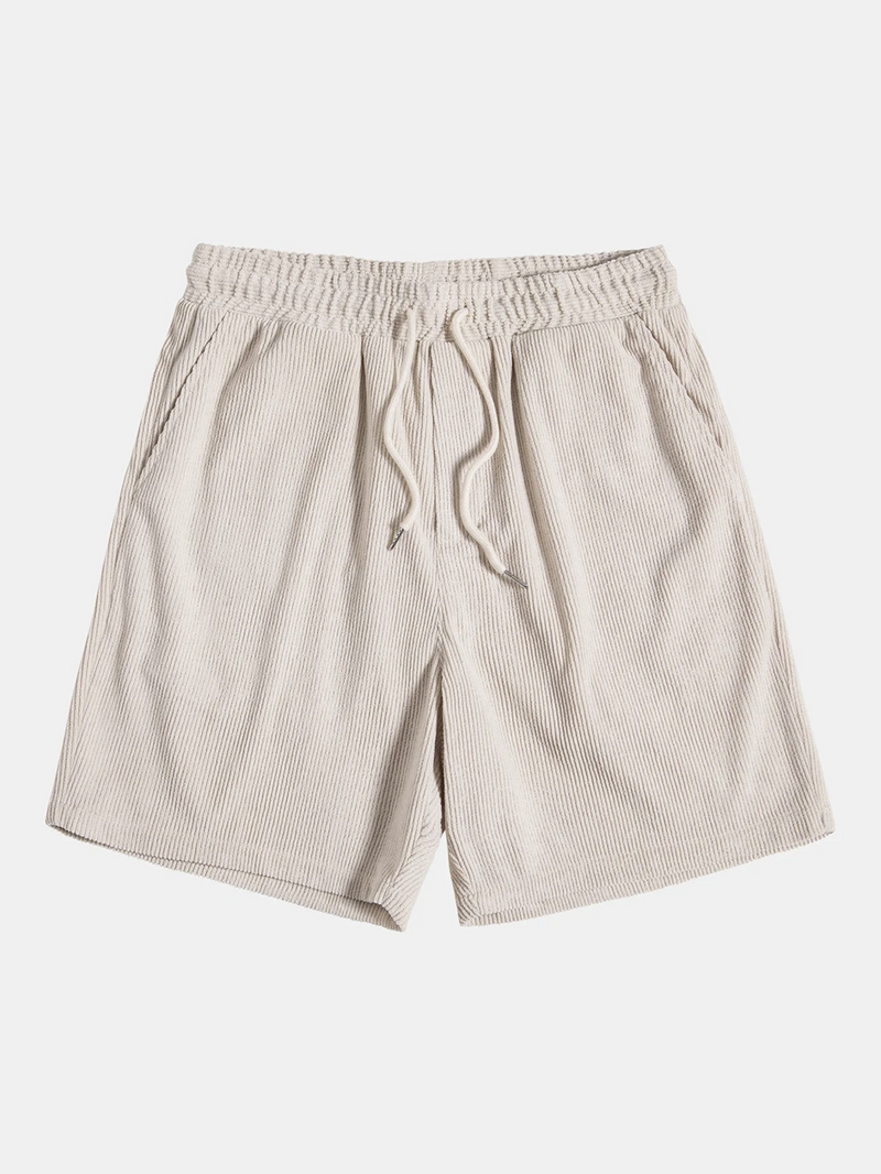 Stylish men's summer set with shirt and cord shorts - SummerCore-Beige-S-State of Style