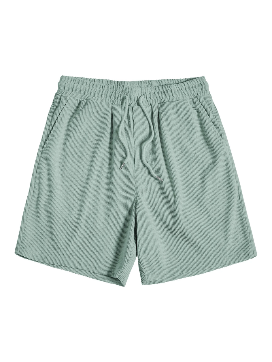 Stylish men's summer set with shirt and cord shorts - SummerCore-Beige-S-State of Style