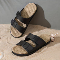 Stylish men's summer slip-ons with adjustable straps - GripStep-Black-6.5-State of Style