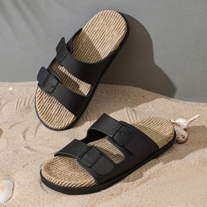 Stylish men's summer slip-ons with adjustable straps - GripStep-Black-6.5-State of Style