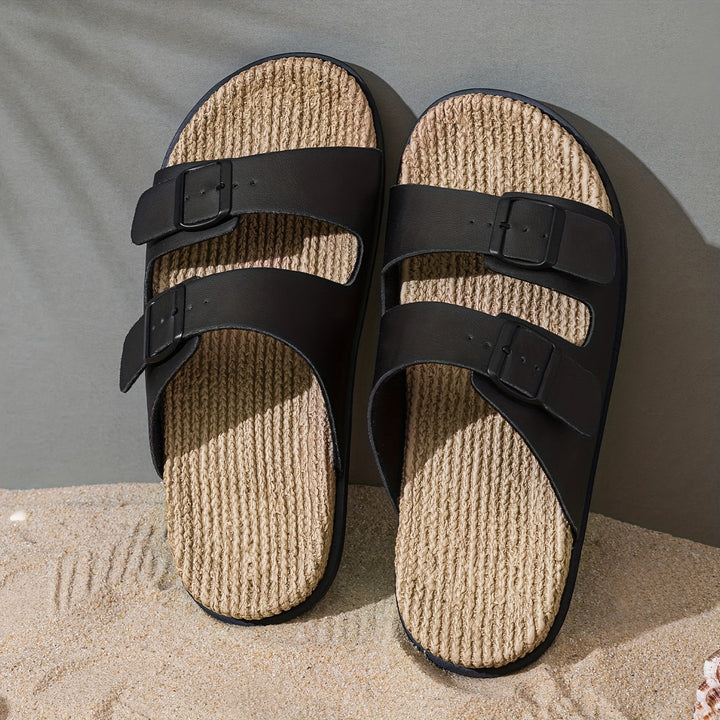 Stylish men's summer slip-ons with adjustable straps - GripStep-Black-6.5-State of Style