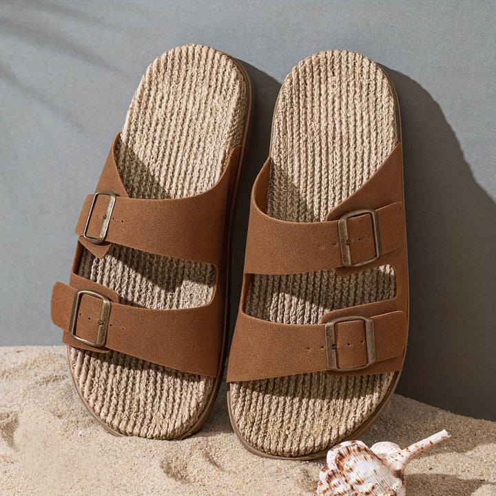 Stylish men's summer slip-ons with adjustable straps - GripStep-Black-6.5-State of Style